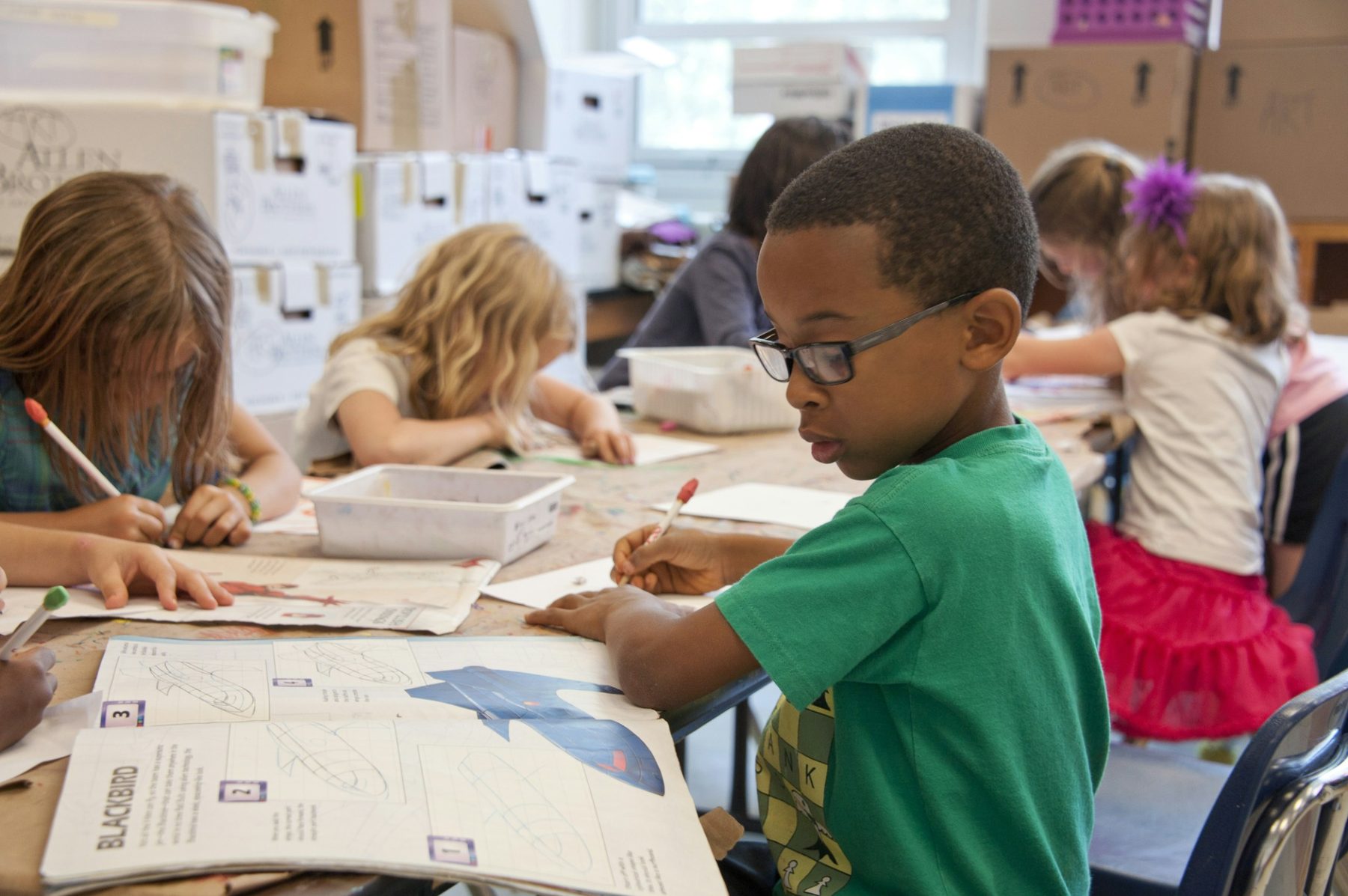 Children engaged in academic work